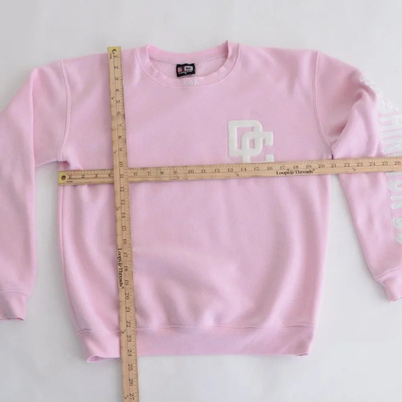 Vintage Pink w Embroidered Washington DS Patriotic Crewneck  Sweater M - Picture 4 of 11
